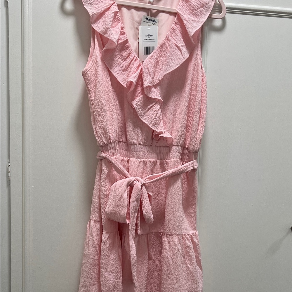 Pink Ruffled Sleeveless Dress